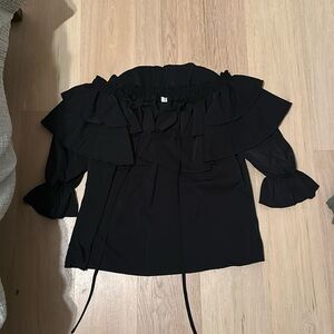 Off the shoulder black ruffle top